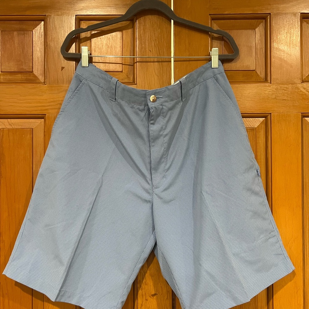 Haggar Men's Light Blue Check Shorts sz 36